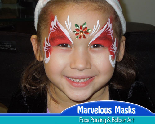 Poinsettia Princess Christmas Face Art