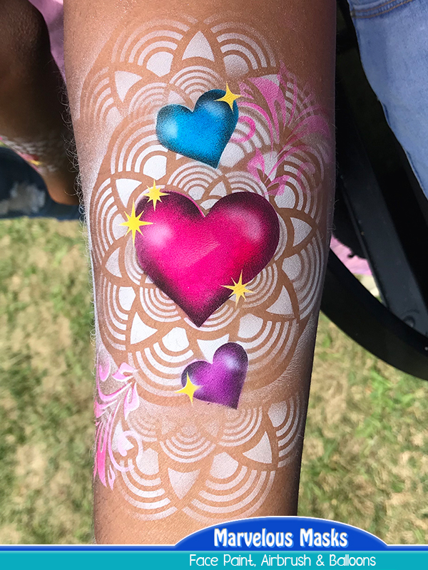 Fancy Hearts Airbrush Tattoo