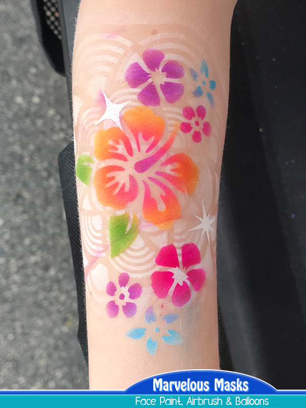 Hawaiian Flowers Airbrush Tattoo