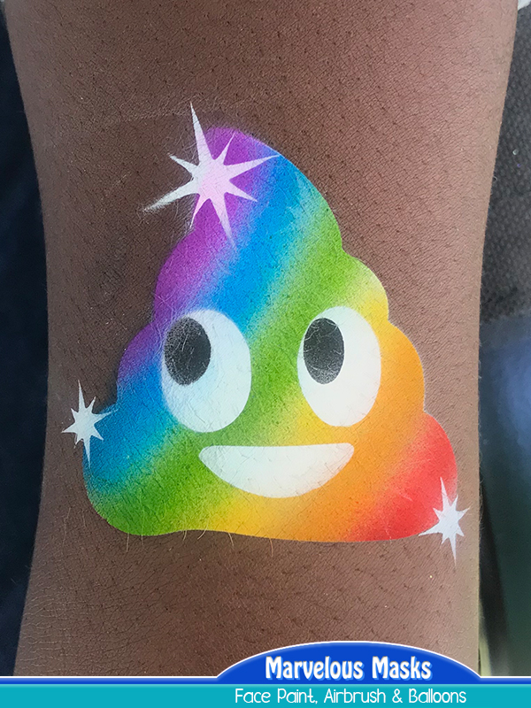 Rainbow Poop Emoji Airbrush Tattoo