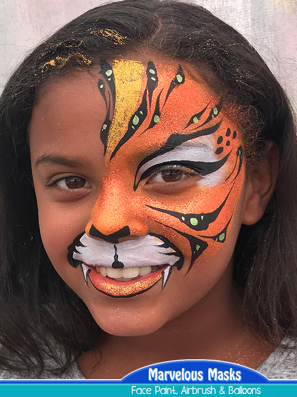 Glitter Tiger Face Painting