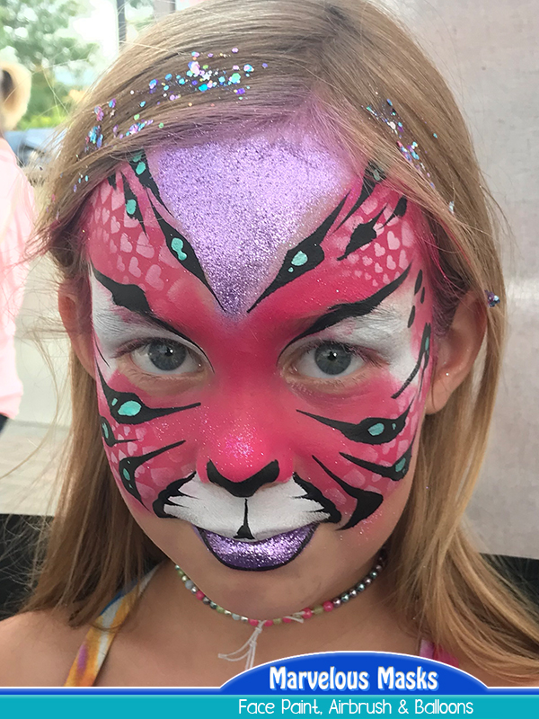 Glitter Tiger Face Painting