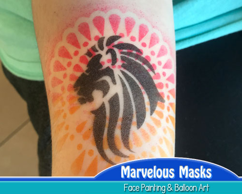 Tribal Lion Airbrush Tattoo