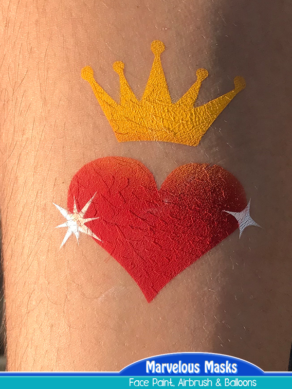 Heart Crown Airbrush Tattoo