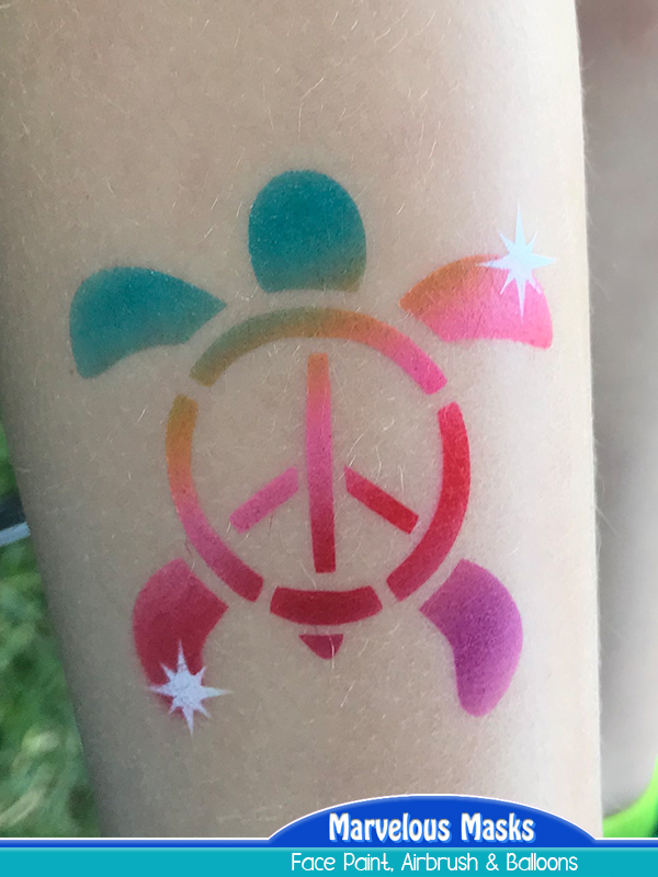 Peace Turtle Airbrush Tattoo